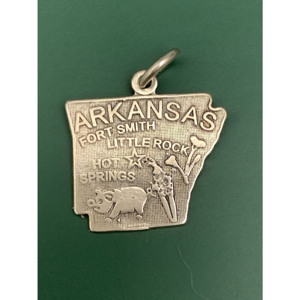 .925 Arkansas State Sterling Silver Jewelry Charm #travel #Little Rock